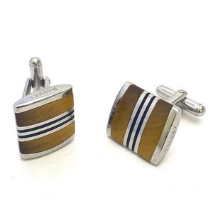 Dalvey Men's Admiralty Tigers Eye/Hematite/Silver Cufflinks